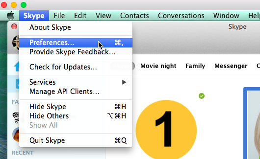 settings skype default for mac