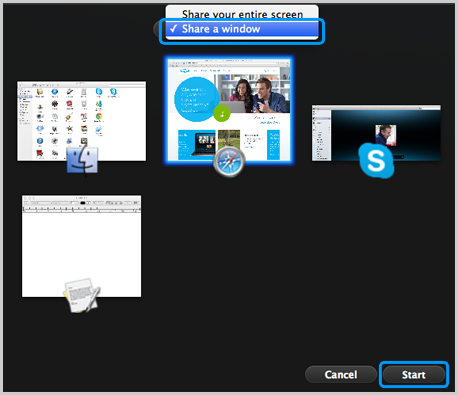 skype for mac screen