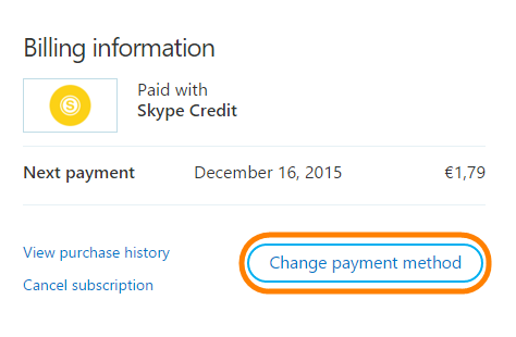 Select a different payment method and click Update . If you don't have