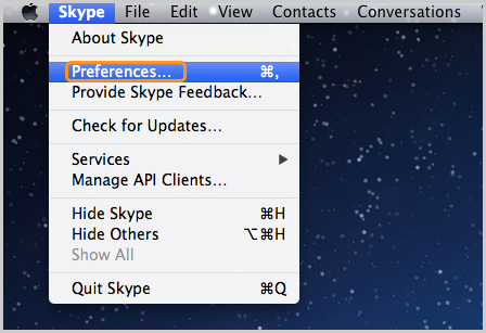 cannot find preferences in skype for mac