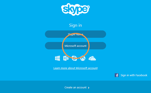 sign in to skype with microsoft account