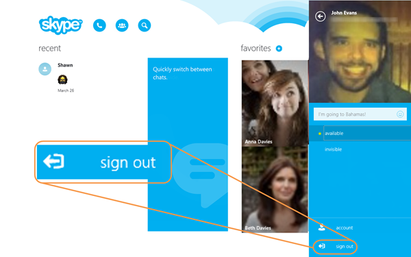 skype sign in sign out