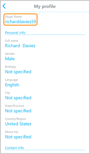 how to find your skype name on android
