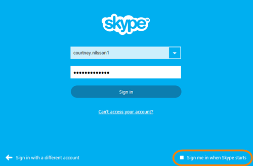 sign in to skype with skype account